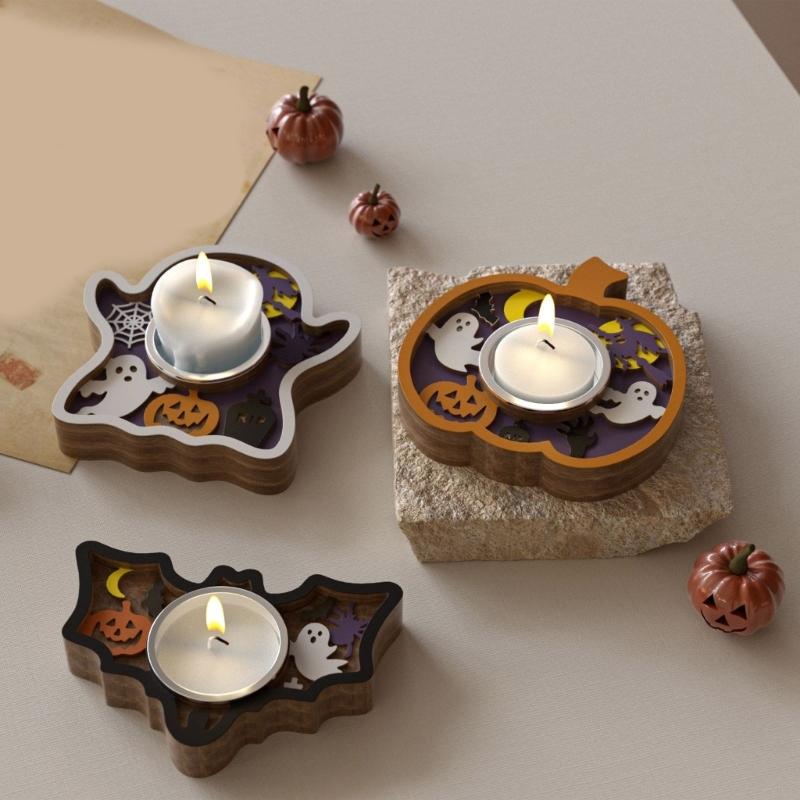 Reusable Silicone Crafting Mold For Festive Candle Base Featuring Halloween Pumpkin Bat And Specters Patterns