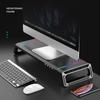 Aluminum RGB Monitor Stand Riser Bracket with 4 USB Ports Desk Organizer All-In-One Computer Laptop Height Stand Holder