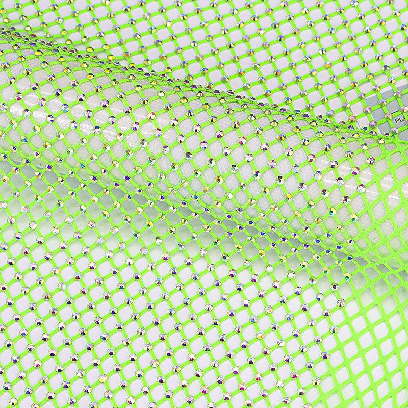 Tessuto a Rete Strass Cristallo Bling Lucido Elastico Scintillante Rete Traforata 1*5M Tessuto Fai da Te Abiti Borsa Creazione Decorazioni per Feste
