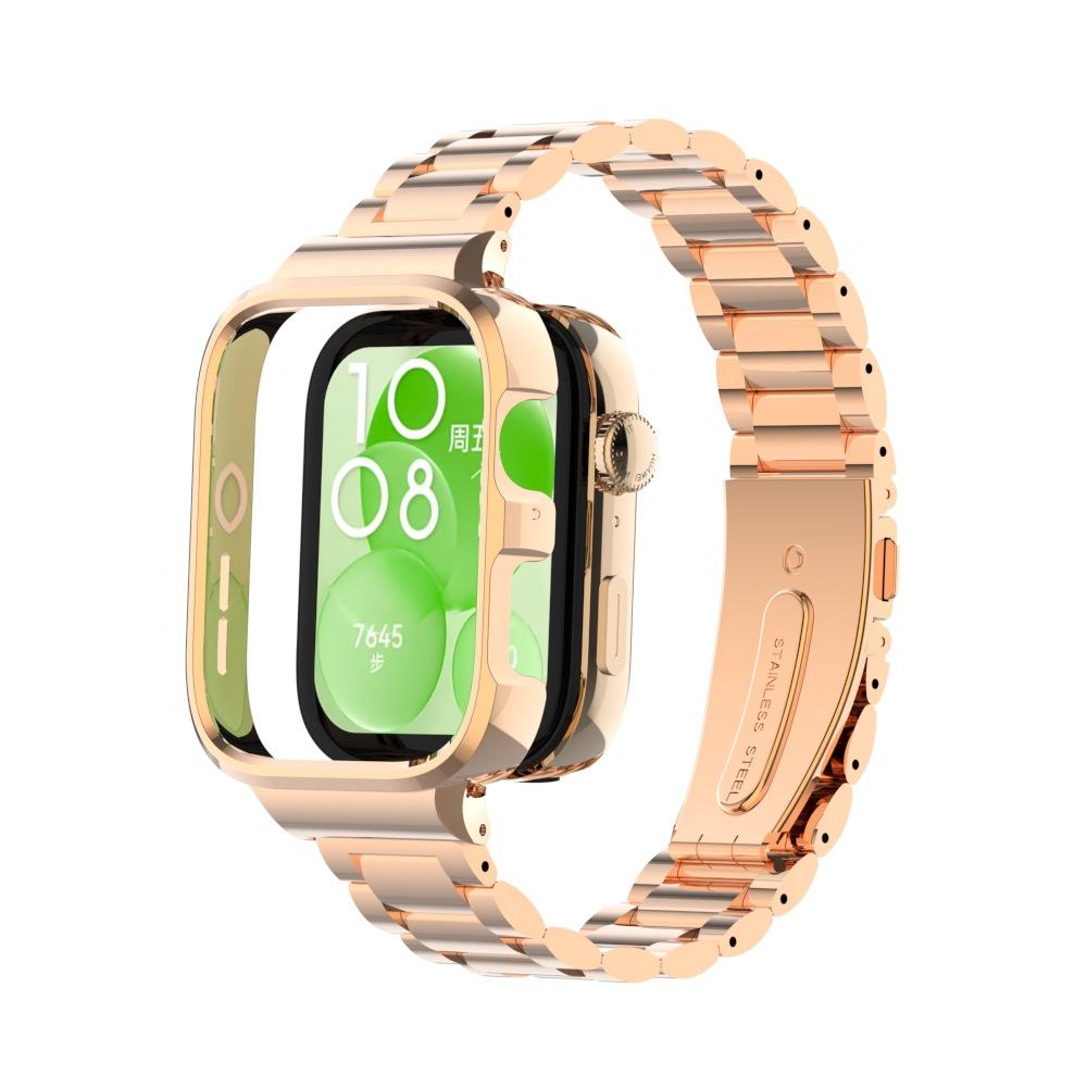 Protector de carcasa cu curea din otel inoxidabil pentru Huawei Watch Fit 3 Bratara metalica pentru ceas inteligent pentru huawei watch fit3 Band + Husa de protectie