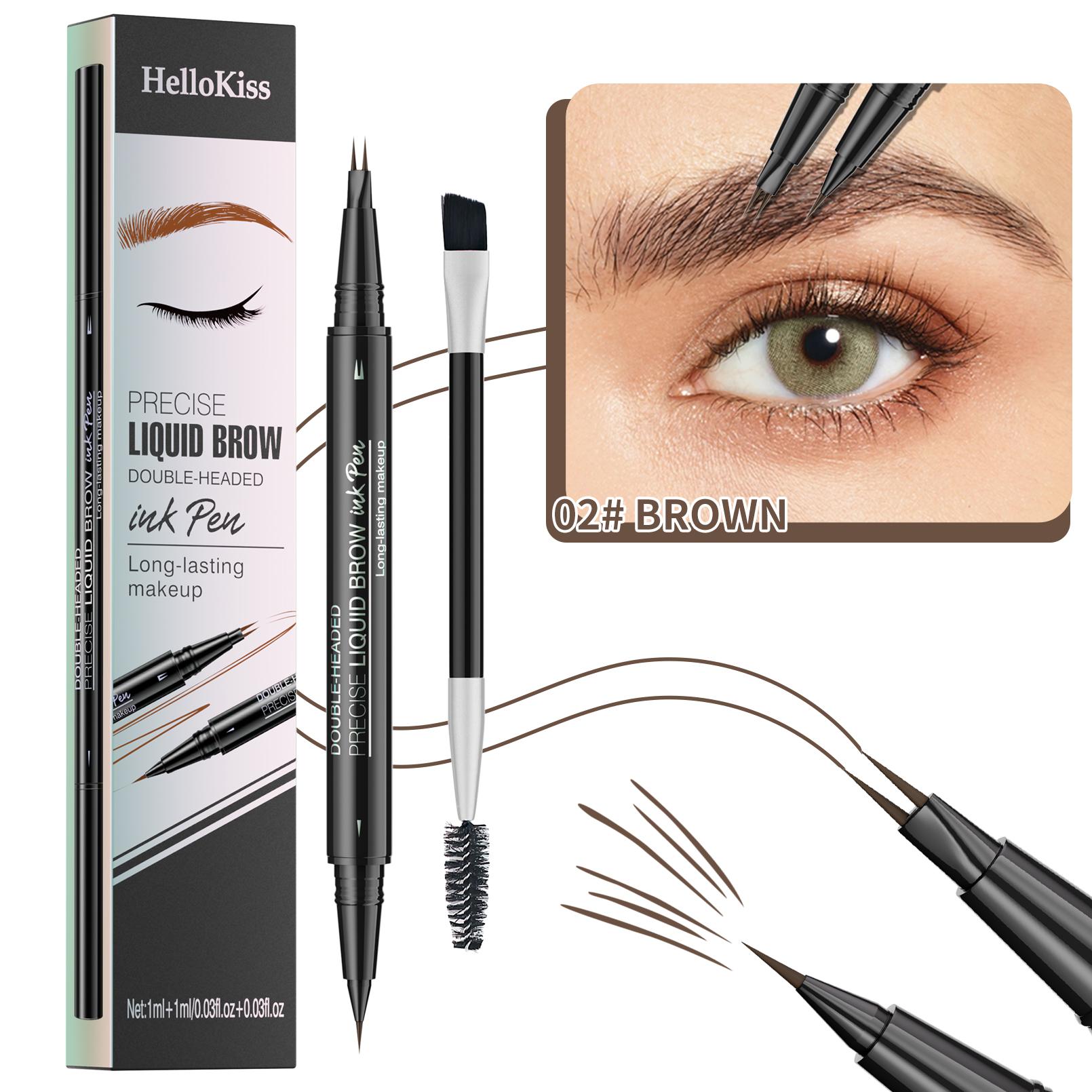 Waterdichte wenkbrauwpen, microblading wenkbrauwpotlood met 4-delige kop, natuurlijk ogende wenkbrauwmake-up ( 5 kleuren)