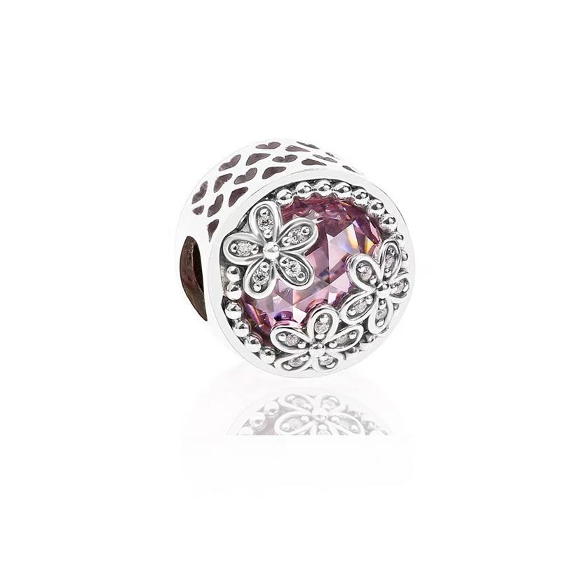 Pink Butterfly Cherry Blossom Flower Caterpillar Charm Enamel Bead fit Original Silver Bracelet Jewelry Accessories for Women