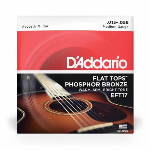 D'Addario Acoustic Guitar Strings, Flat Tops, Phosphor Bronze, Medium, .013-.056, EFT17