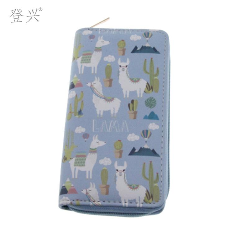 New alpaca cartoon PU long wallet, student wallet women's clutch bag