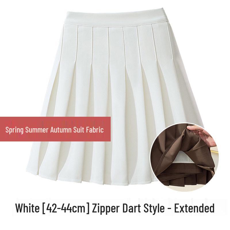 Women's High-Waisted Woolen Pleated A-Line Skirt - Slimming Autumn/Winter Academy Style