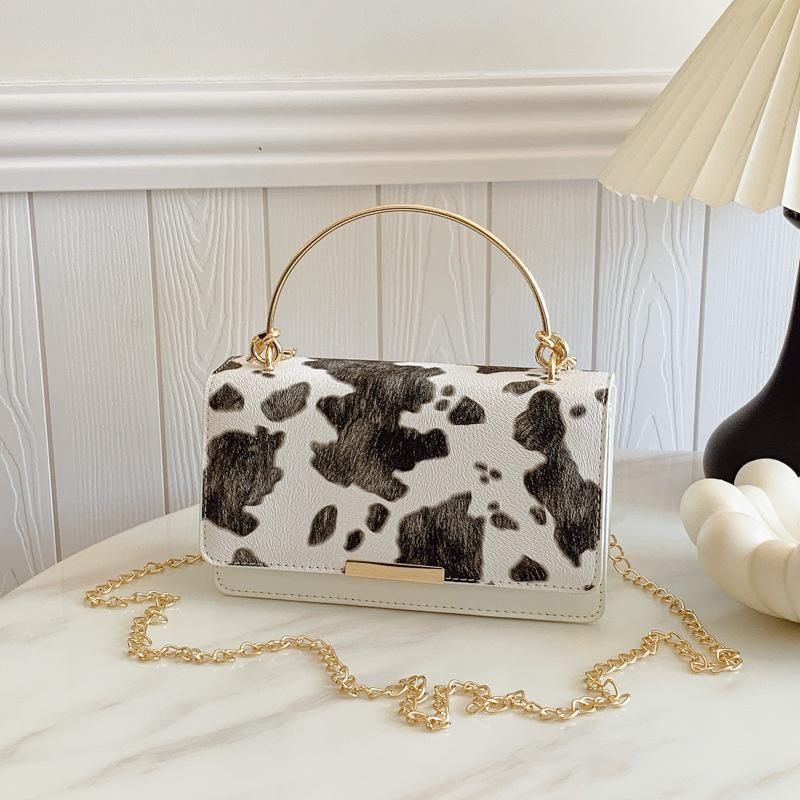Women's Cow Print Shoulder Bag  Trend All-match Shoulder Bag Chain Handbag Female Fashion Texture Mobile Phone Bag