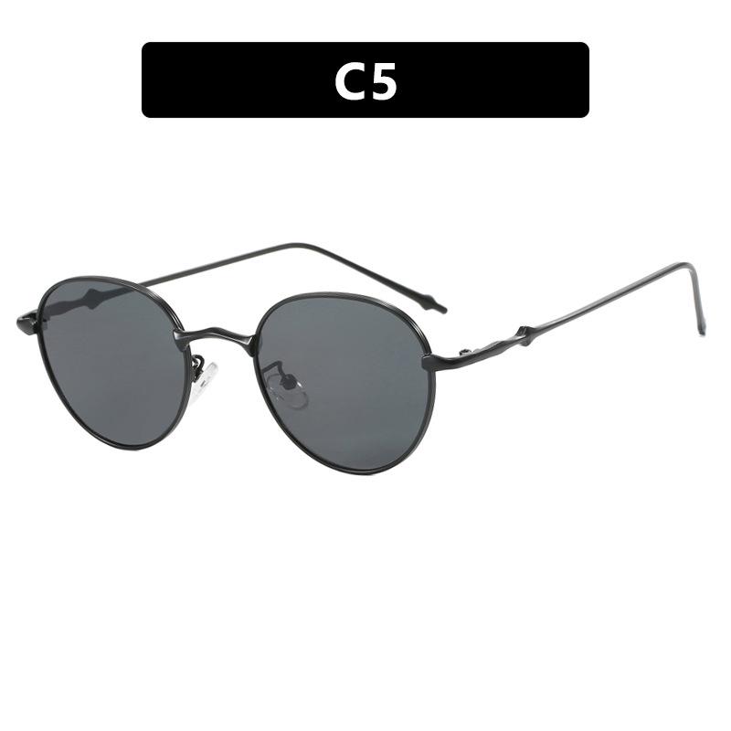 Ochelari de soare rotunzi retro din metal în stil coreean 2024 cu design stea cu patru petale