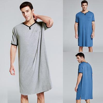 Men's Thin Summer Lengthened T-Shirt Solid Color Comfortable Home Service
