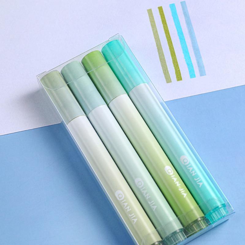 

4 шт. маркер-маркер с наклонной головкой, градиентный цветной маркер, канцелярские принадлежности для школы, письма, рисования линий 4pcs