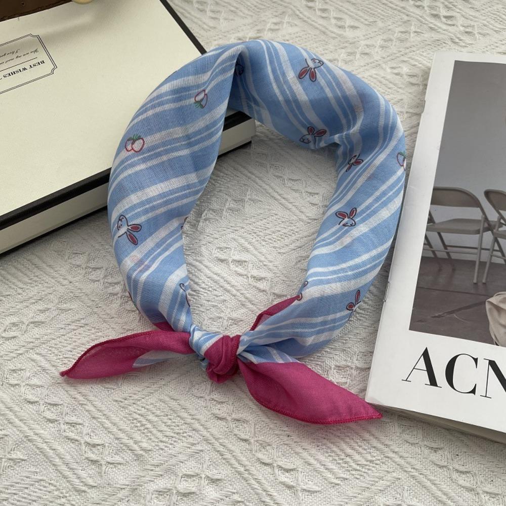 Floral Print Pattern Hair Scarf Double Sides Head Handkerchief Silk Scarf Spring Summer Fall