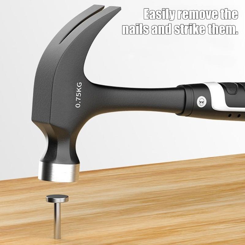 Home Repair Hand Tool with Nail Pulling End, Contoured Grip Handle and Steel Head for Woodworking and Daily Tasks