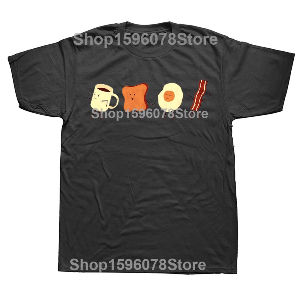 Funny Lets All Go and Have Breakfast Bacon Graphic T Shirt Cotton Humor Streetwear Tee Shirt Short Sleeve Unisex Loose Clothing