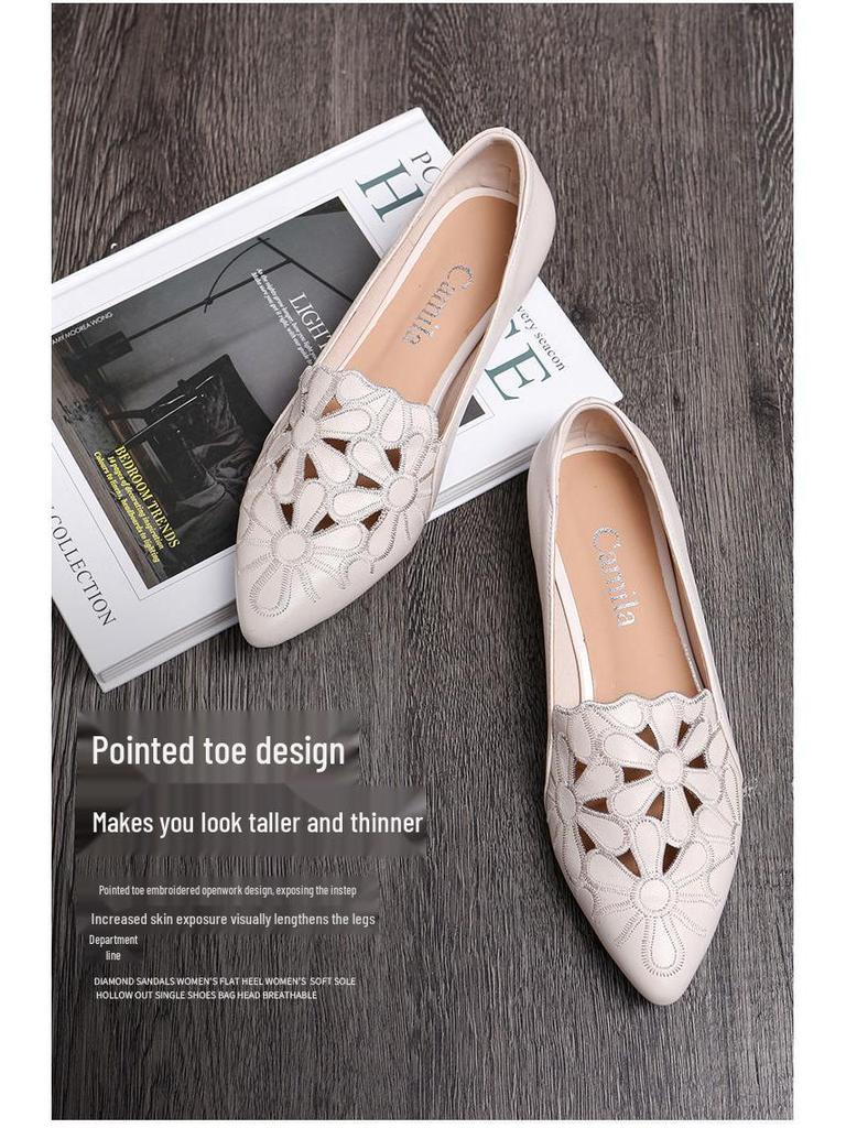 Embroidered Breathable Chunky Heel Flats - Plus Size Women's Fashion Shoes