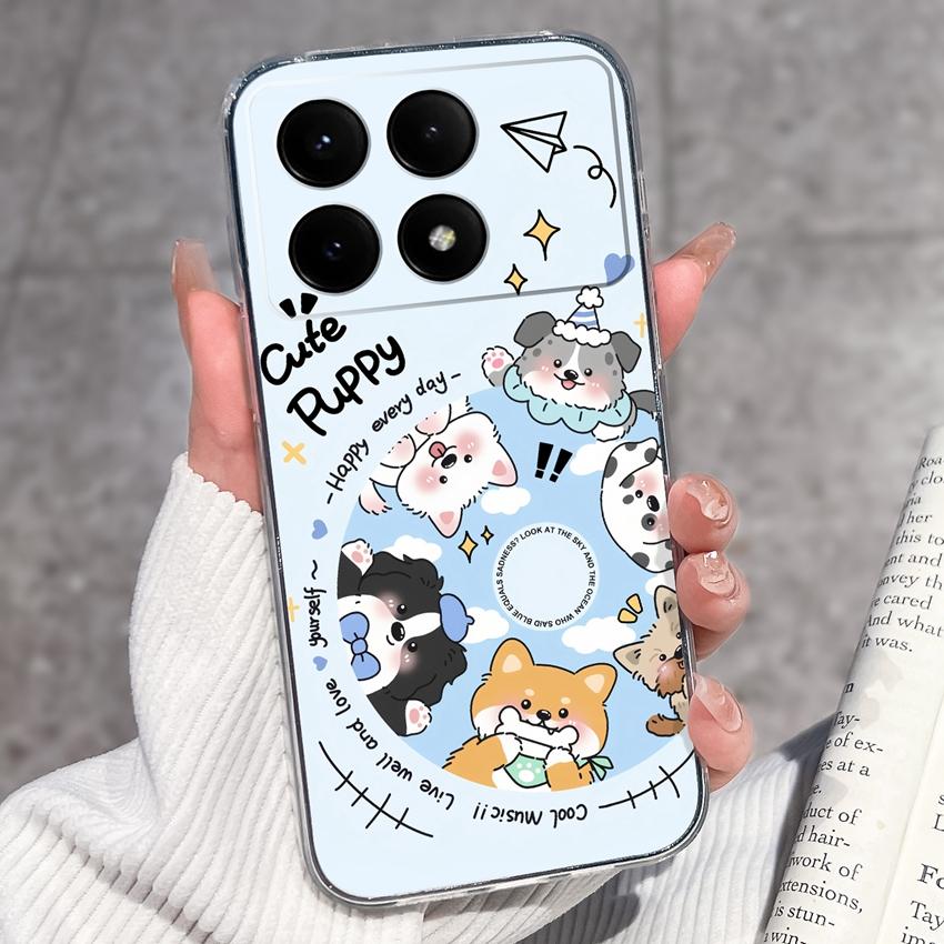 Case For Redmi K70e K60e K80 K70 K60 K50 K40 K30 K20 Pro K30i Cute Cartoon Piggy Pattern Phone Cover Transparent TPU Anti Fall Shell For Redmi Housing