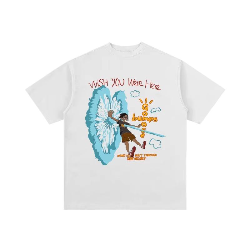 Summer Unisexs TRAVIS SCOTT Print Cotton T Shirts Wish You Were Here Tees Unisexs Short Sleeve High Street Tops