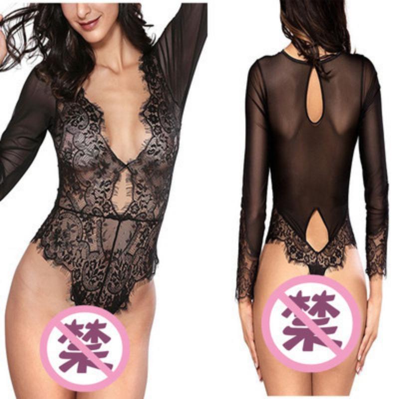 Hot-selling lingerie, sexy lace lace lace one-piece long-sleeved underwear