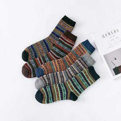 5 Paar Herren-Wollsocken für den Winter, verdickt, kleine runde dicke Fäden, Herren-Mittelwadensocken