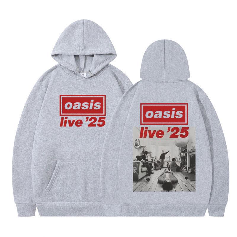 Oasis Live 25 Band Tour Pop Music Print Hoodies Men Women Long-sleeved Hip-hop Autumn Winter Oversized Gothic Punk Pullover Tops