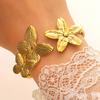 Goldene Manschettenarmbänder für Damen Vintage Blume Schmetterling Sonne Muschel Boho Armreifen Breites Offenes Manschettenarmband Schmuck für Sie