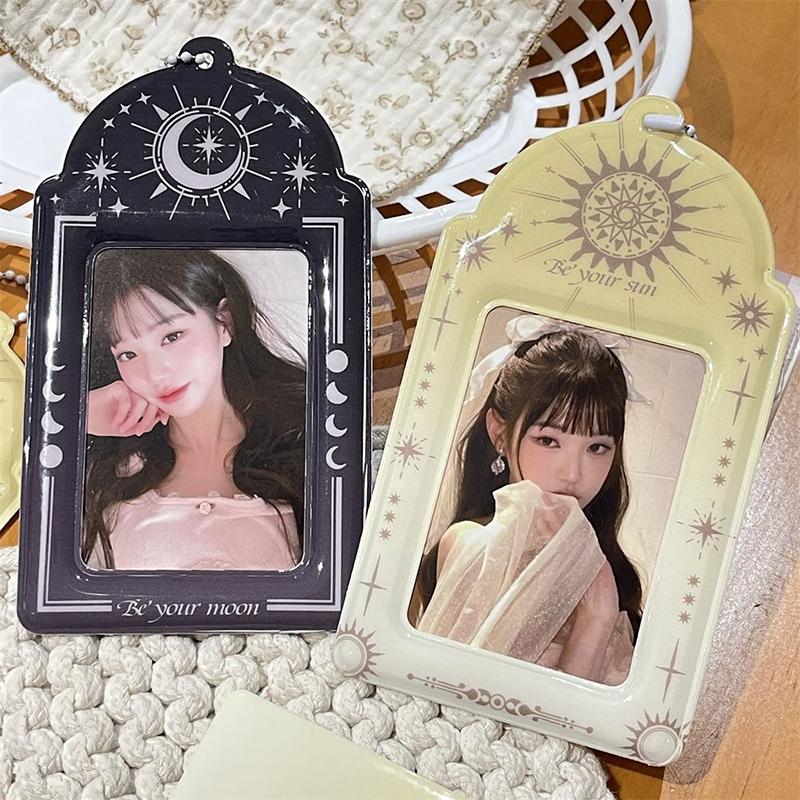 Ins Kpop Photocard Holder Keychain Korean Idol Photo Cards Sleeve Small Card Display Case Protector ID Cards Cover for Kpop Fans
