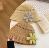 New Short Brim Sun Hat Women's Summer Handmade Straw Hat Sunscreen Small Flowers Cute Bucket Hat Tide