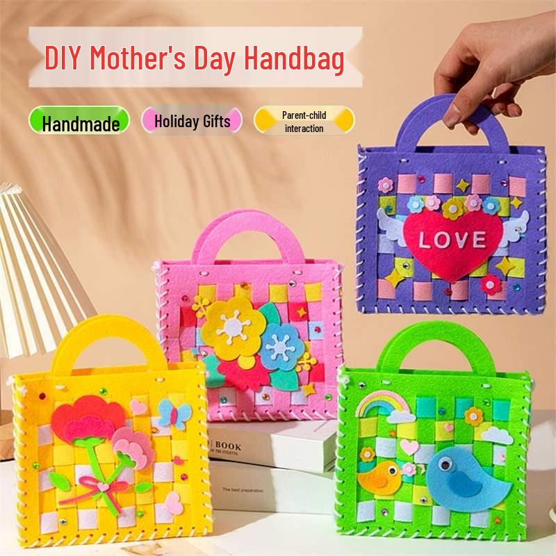 Mother's Day Bouquet Handbag DIY Sewing Kit – Fun Non-woven Fabric Gift for Kids To Make for Mom