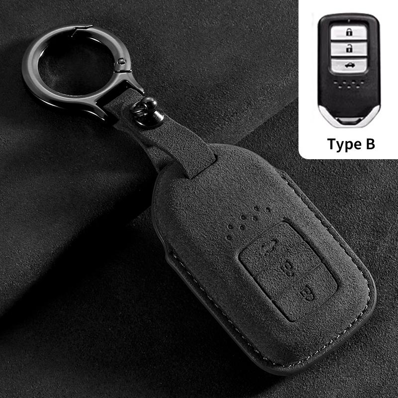 Suede Car Key Case Cover Shell Fob For For Honda Fit Lucky Vezel City Civic Jazz Brv Br-V Hrv Hr-V Freed Car Smart Key Bag