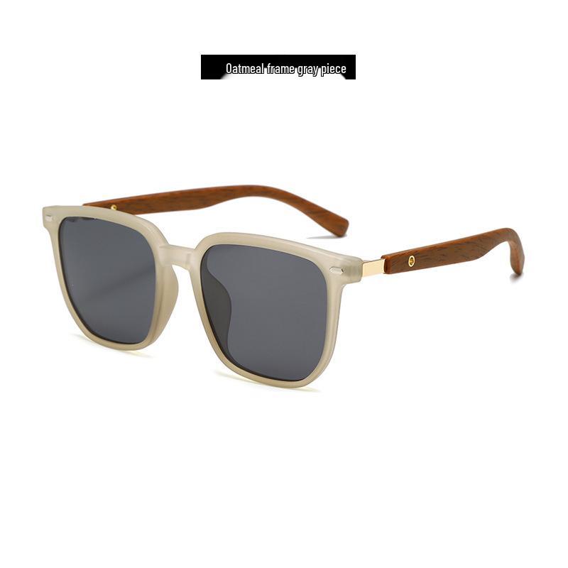 Avocado Green Polarized Women's Sunglasses with TR Frame & Wood Grain Legs - High-End Feel 2024