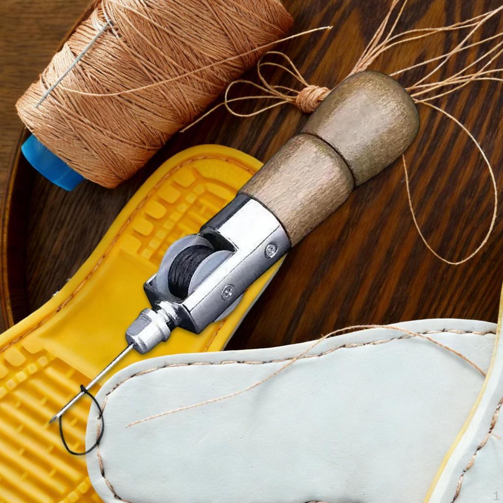 Leather Sewing Awl Comfortable Grip Multipurpose Wood Handle Stitching Supplies for DIY