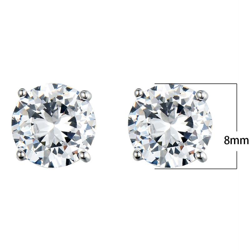 Womem proste okrągłe kolczyki książąt srebrne kolczyki białe kolczyki z kryształkami dla kobiet biżuteria imprezowa