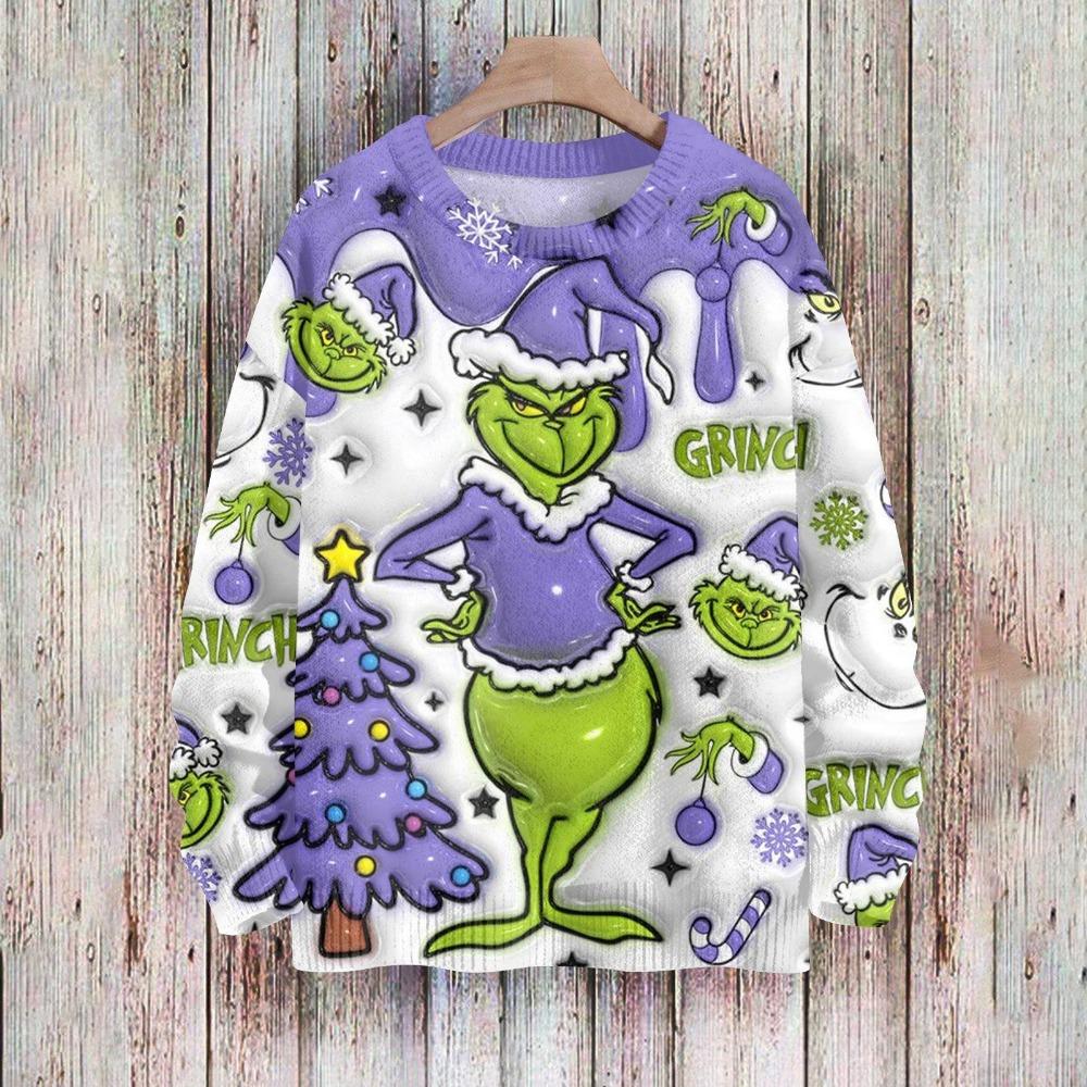 Vánoční móda Pánské Dámské tričko Zelený monster potisk O-výstřih Pulovr Top Ležérní Outdoorová mikina Dětská trička Top Oblečení