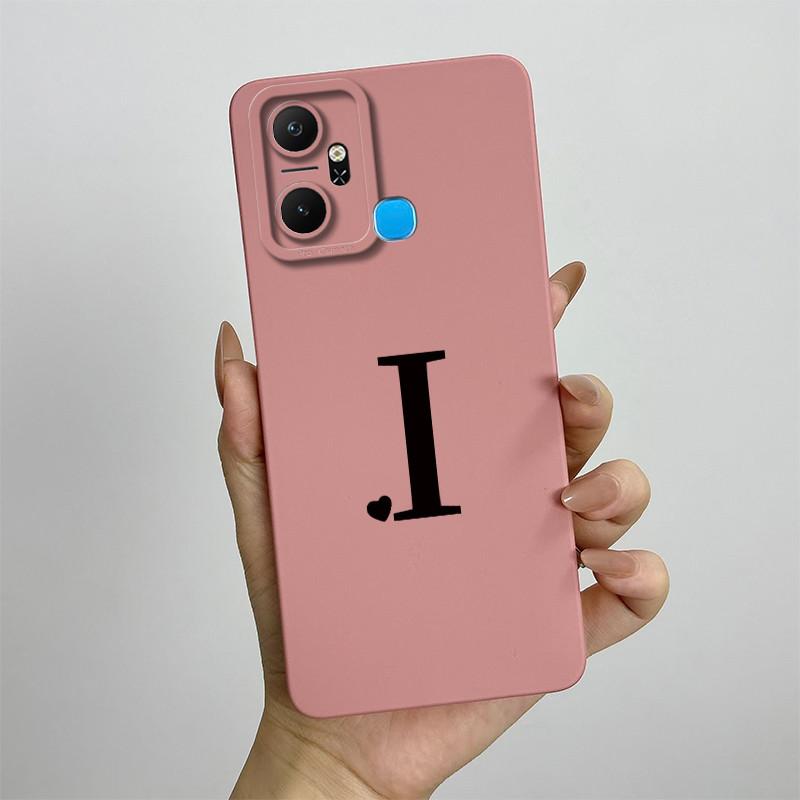 For Infinix Smart 6 Plus Case Infinix Smart6 Plus Phone Case X6823C Cute Initial Letters Square Soft Silicone Back Cover Fundas