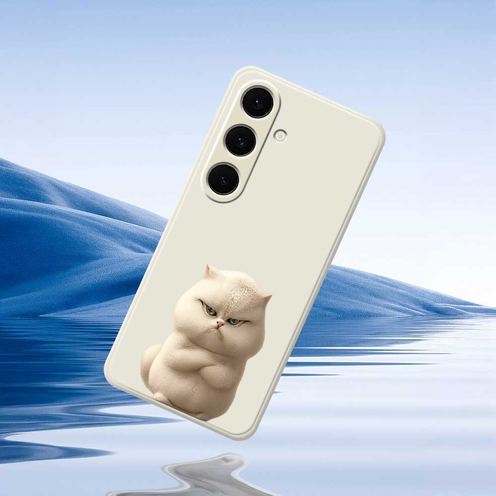 For Samsung Galaxy S24 FE Case Angry Cat Pattern Printing Straight Edge TPU Phone Back Cover