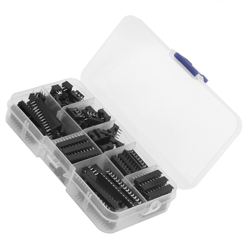 66pcs Solder Type IC Sockets Adapter InLine Package IC Socket Assortment Kit  Circuit Board Assembly