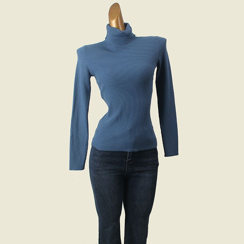 French Style Normcore Casual Turtleneck Small Thread Bottoming Shirt Fashion Wind Fall and Winter Pullover Base Long Sleeves Women's Knitted Sweater