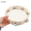 Wood 6 8 10 Inch Hand Held Tambourine Sheepskin Head Single Row Jingles Church Party KTV Musical Educational Rhythm Percussion Instrument Gifts
