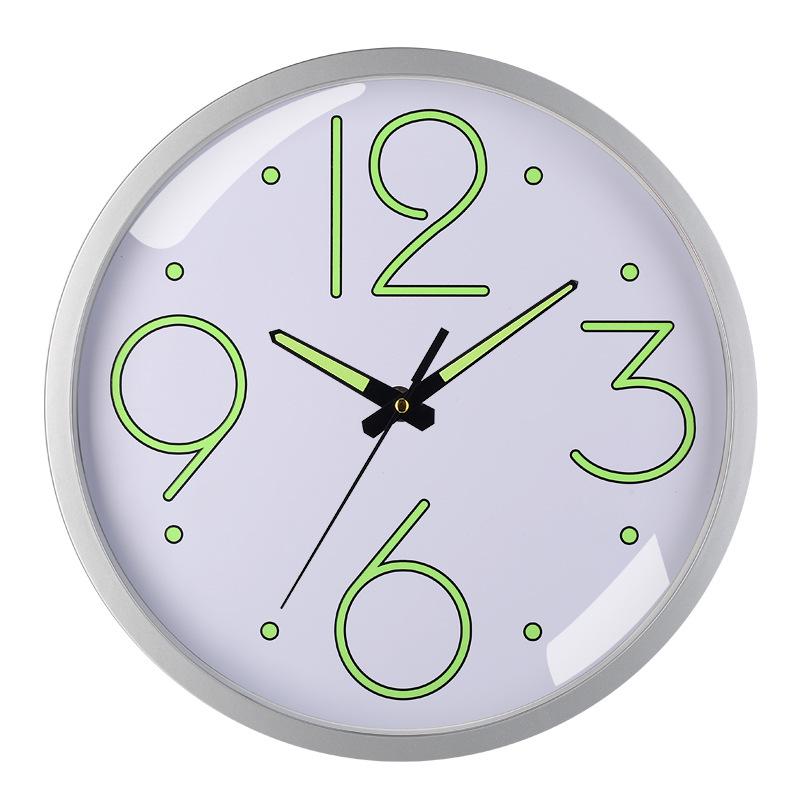 12 Inch 30cm Luminous Plastic Silent Wall Clock Creative Bedroom Living Room Simple Luminous Quartz Clock