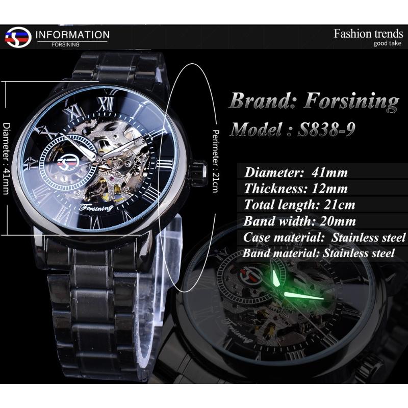 Forsining New Top Men's Watch Business Style Men's Watch Manual Watch Hollow Stainless Steel Watch