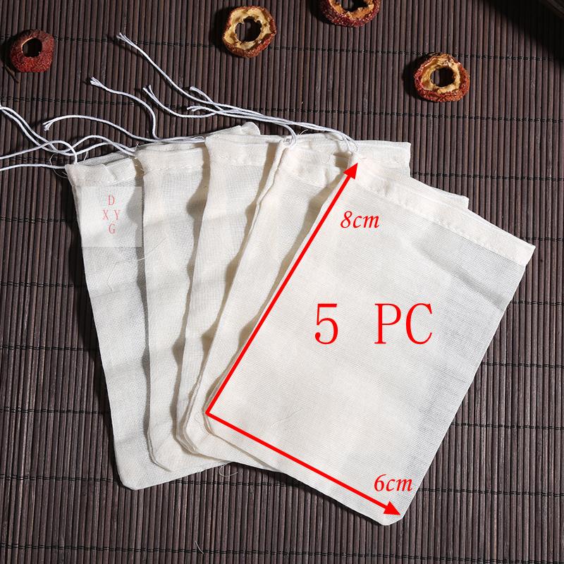 

5 шт. 100% Хлопковый мешочек Сетчатый фильтр для специй Травяной шарик Кухонные инструменты для приготовления пищи Мешочек-дуршлаг