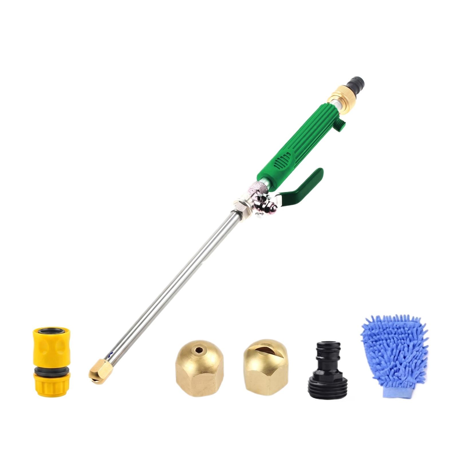 

High Pressure Water Gun Garden Hose Nozzle with Adjustable Spray Wand and Multiple Brass Nozzles for Car Washing and Outdoor Cleaning Tools One Size зелёный