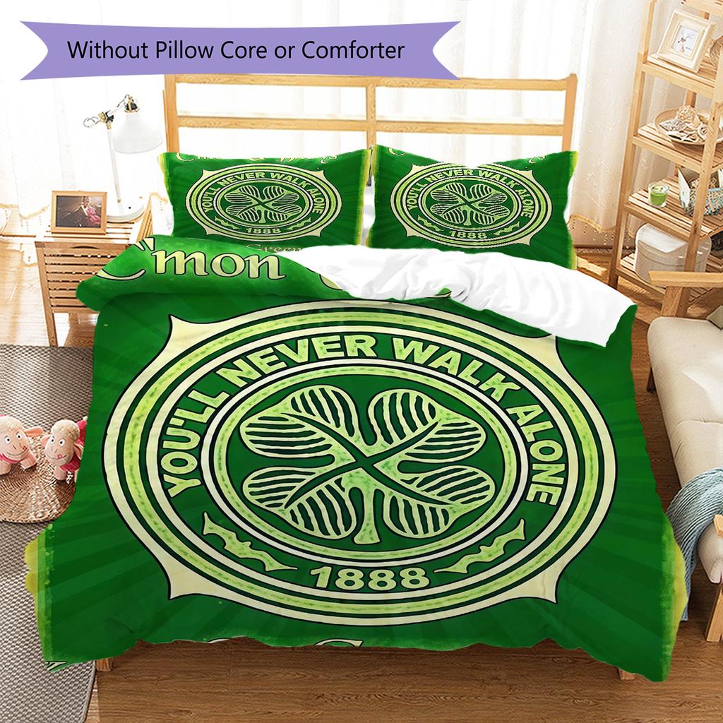Celtic Football Club Bedding Quilt Set Quilt Cover Pillowcase Home Decoration Birthday Gift (1 * Duvet Cover + 2 * Pillowcase, Without Core)