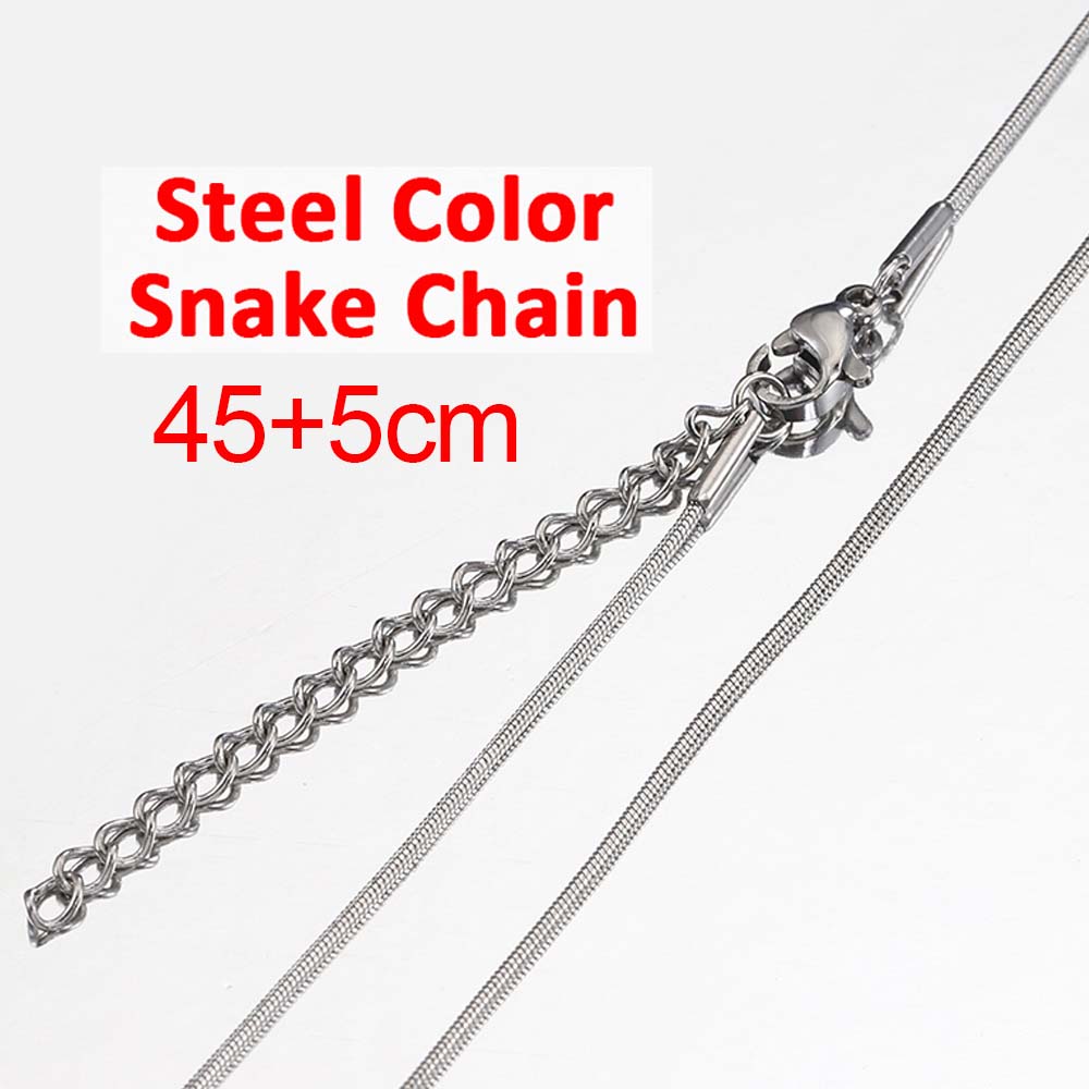 5pcs Stainless Steel Flat Snake Chain with Clasp Extended Chains 3-6mm DIY Men Necklace Jewelry Making Findings Accessor No Fade
