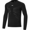 Comfortable Casual Round Neck Pullover Spliced Slim Fit Long Sleeve Fitness Shirt Men Tops Black AUDU007-1