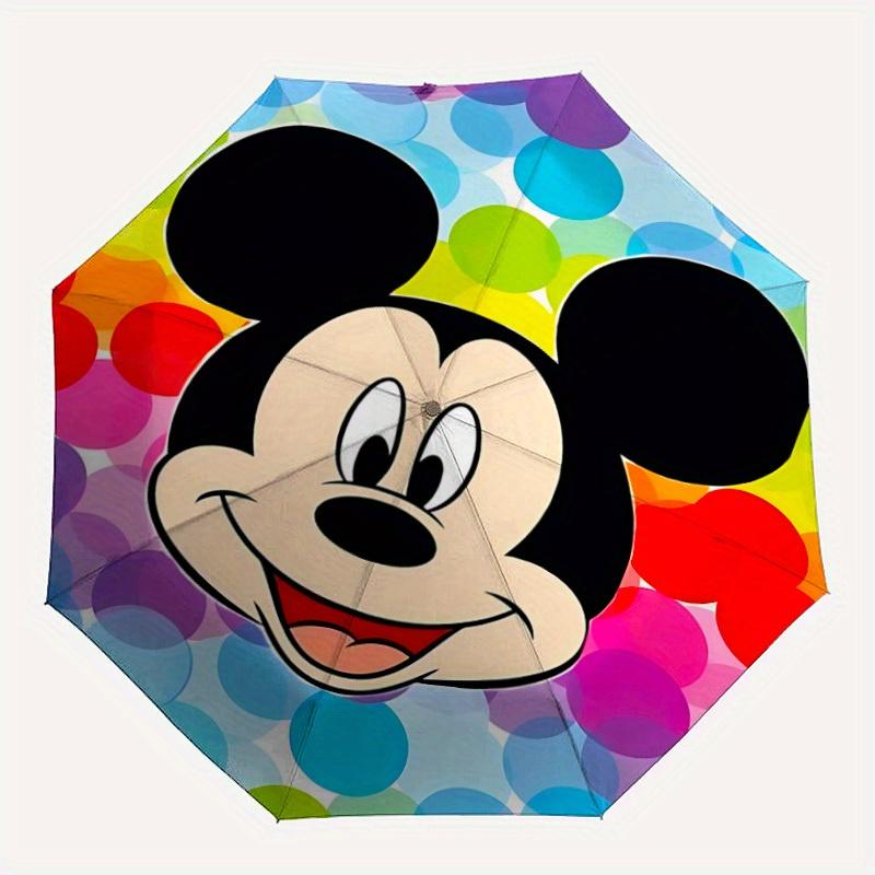 1pc Mickey Mouse Polka Dots Automatic Folding Umbrella,, Sturdy Construction a063