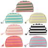Stylish Fringed Stripe Cosmetic Bag Nylon Bridesmaid Holiday Essentials Pouch with Cute Color Ball Gift for Family & Friends
