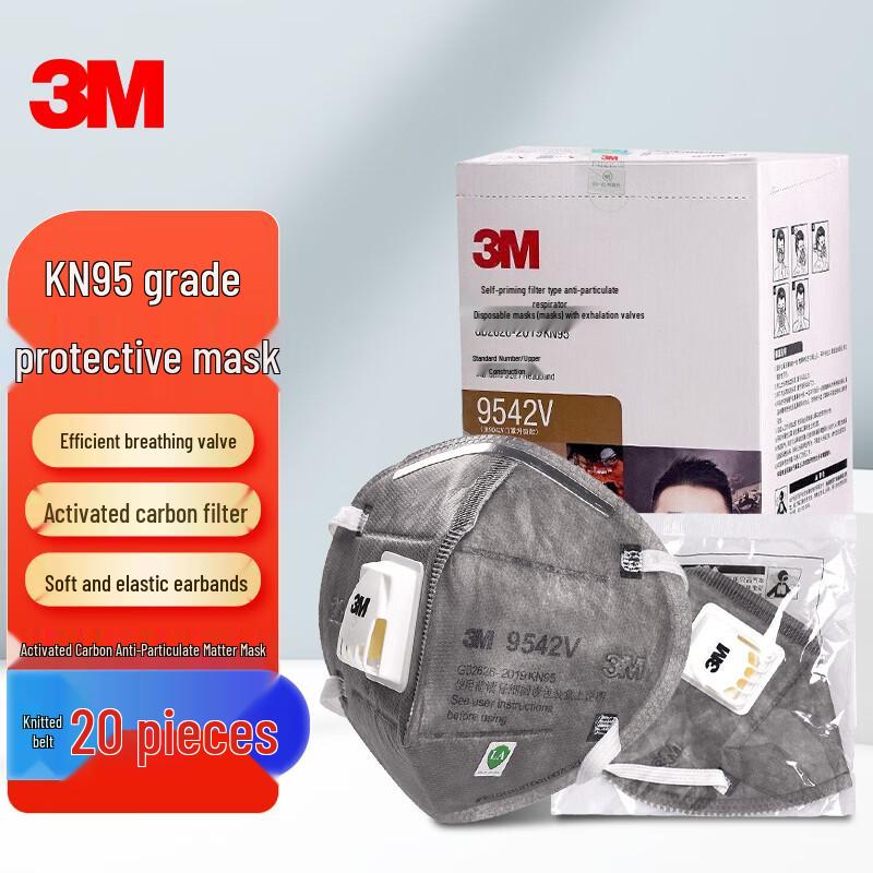 3M 9542V KN95 Respirator Mask with Valve One Size