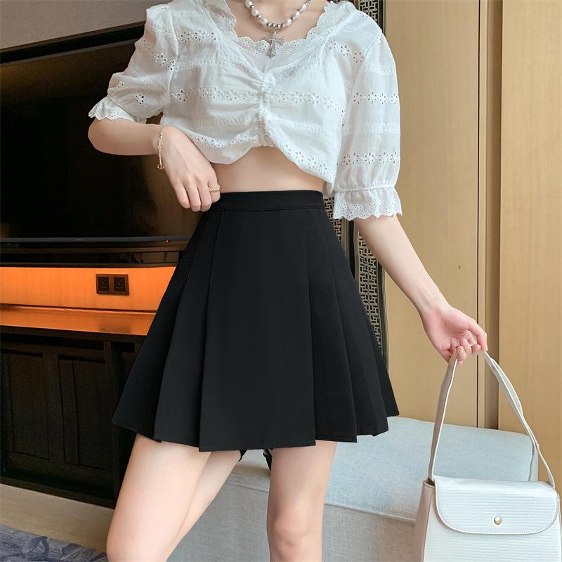 

2024 Summer Plus Size High Waist Grey Pleated A-line Midi Skirt 3XL