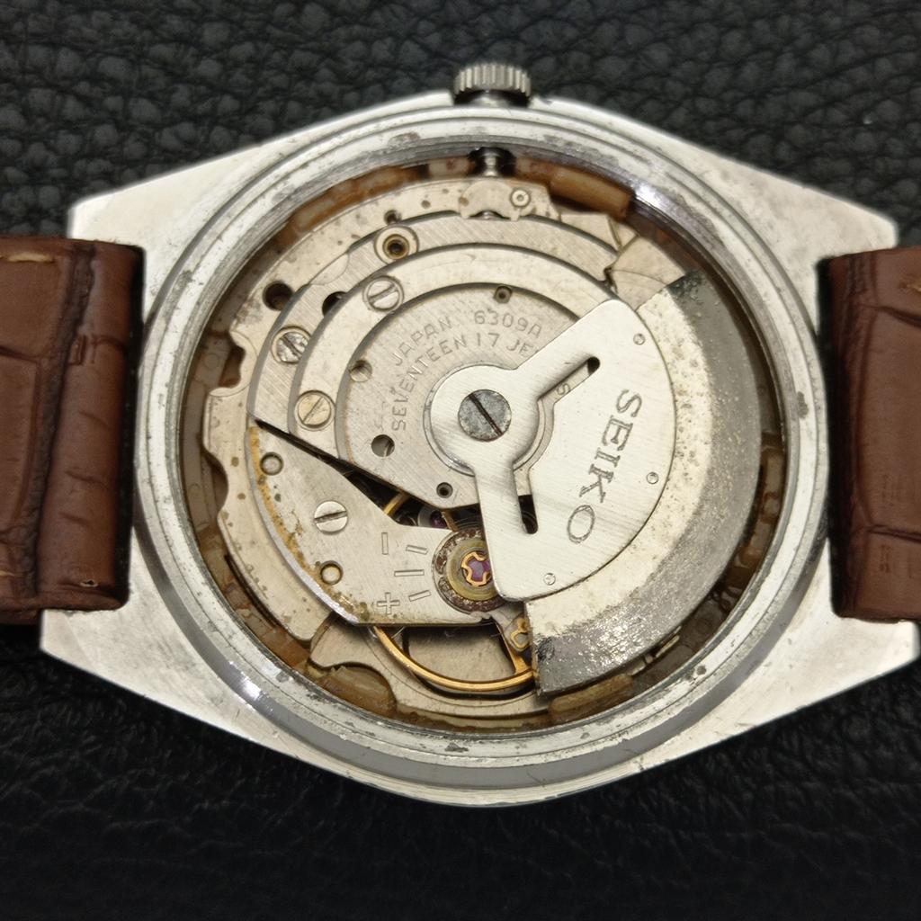 Seiko 5 AUTOMATIC 6309A JAPAN MENS VINTAGE SILVER COLOR DIAL WATCH A701557-5 R206b-a701557