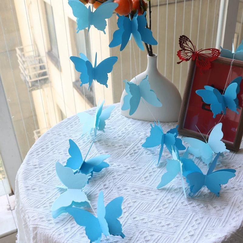 Colorful 3D Paper Butterfly Garland for Party, Wedding, and School Decoration