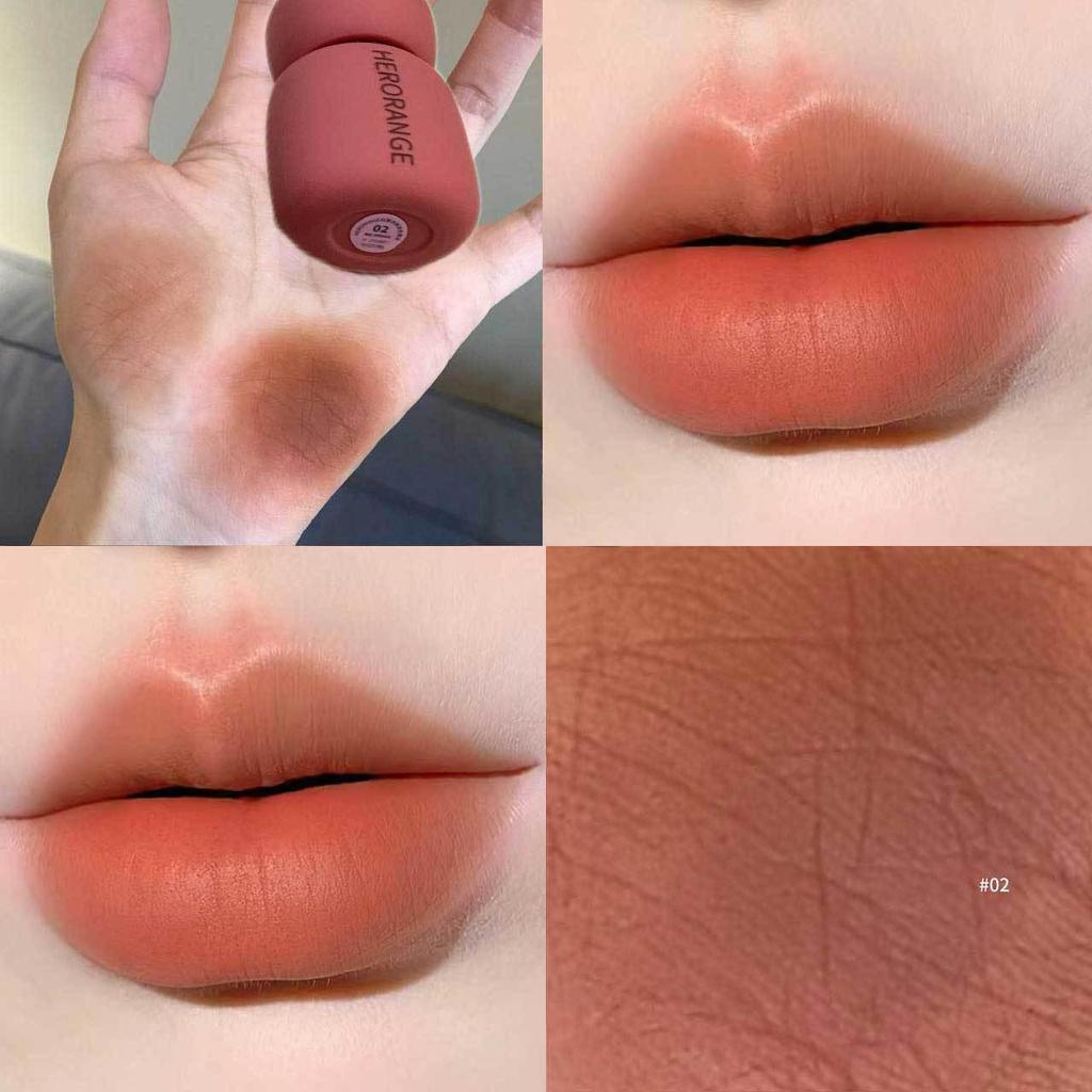 HERORANGE Silk Mist: Color-Locking Matte Lip Mud - Non-Stick, Whitening Lipstick for Cross-Border Makeup